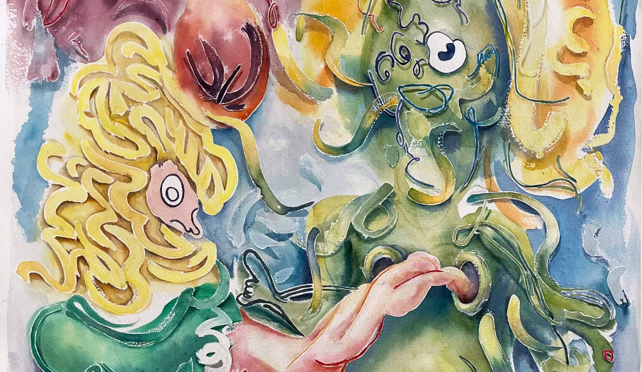 Detail of a watercolour painting by Beth Frey