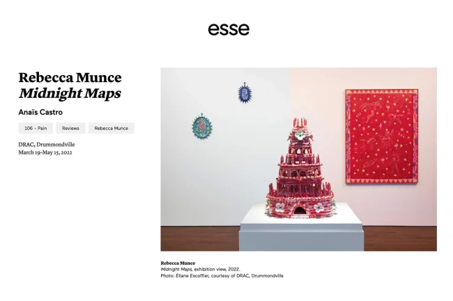 Rebecca Munce Exhibition Review in Esse Magazine