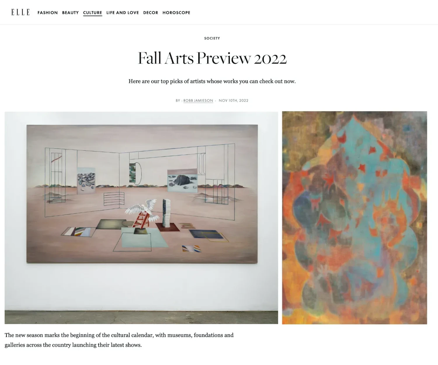 Sylvie Bouchard, part of the Fall Arts Preview of Elle Canada