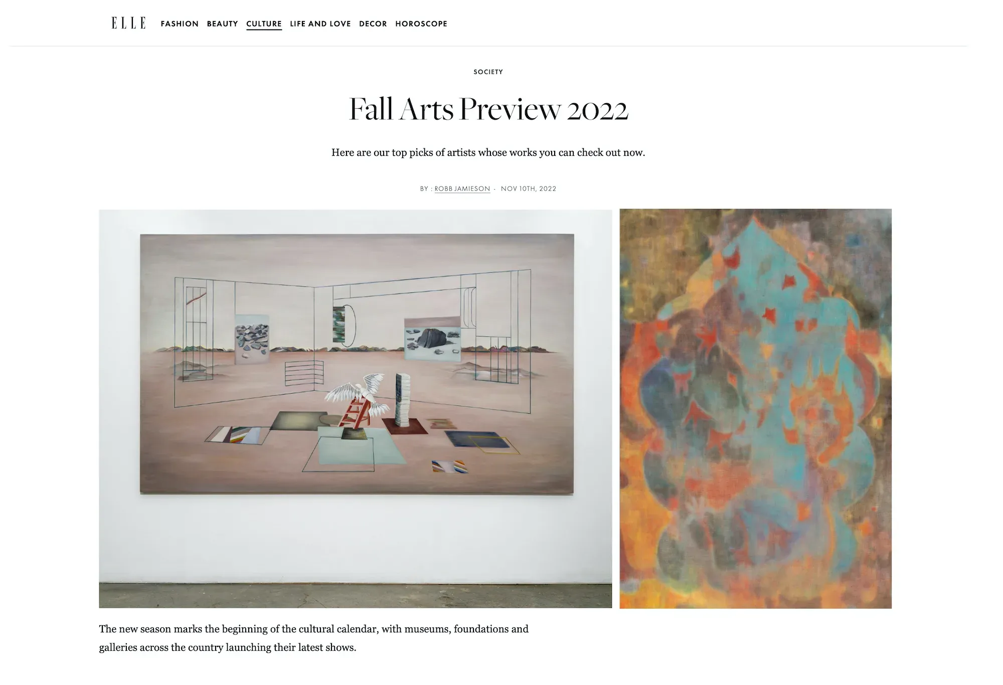 Sylvie Bouchard, part of the Fall Arts Preview of Elle Canada