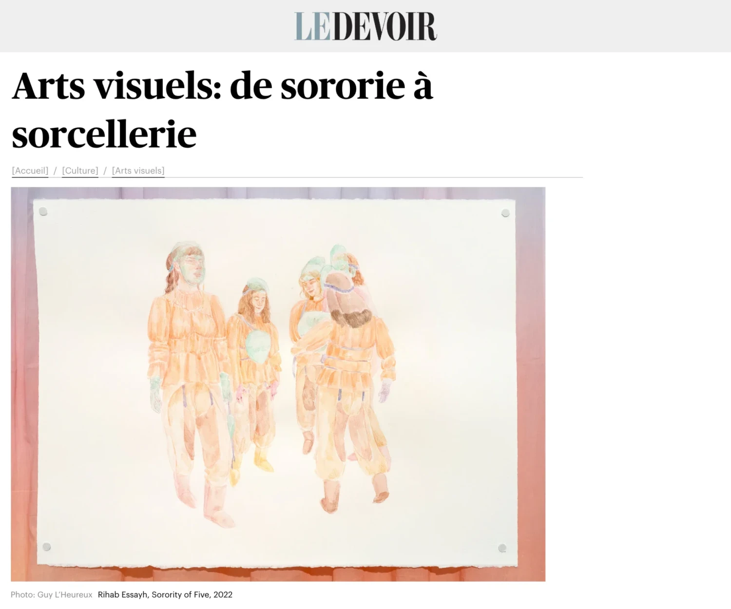 Rihab Essayh Exhibition Review in Le Devoir