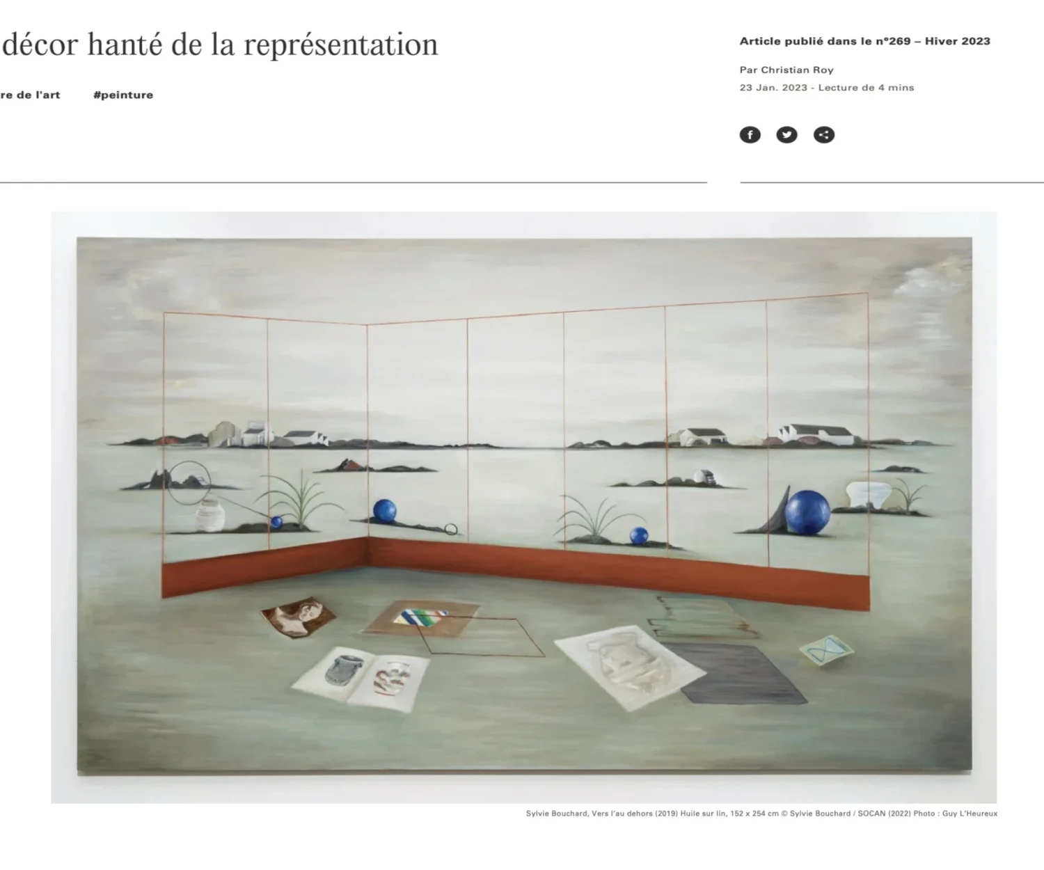 Sylvie Bouchard Exhibition review in Vie des Arts