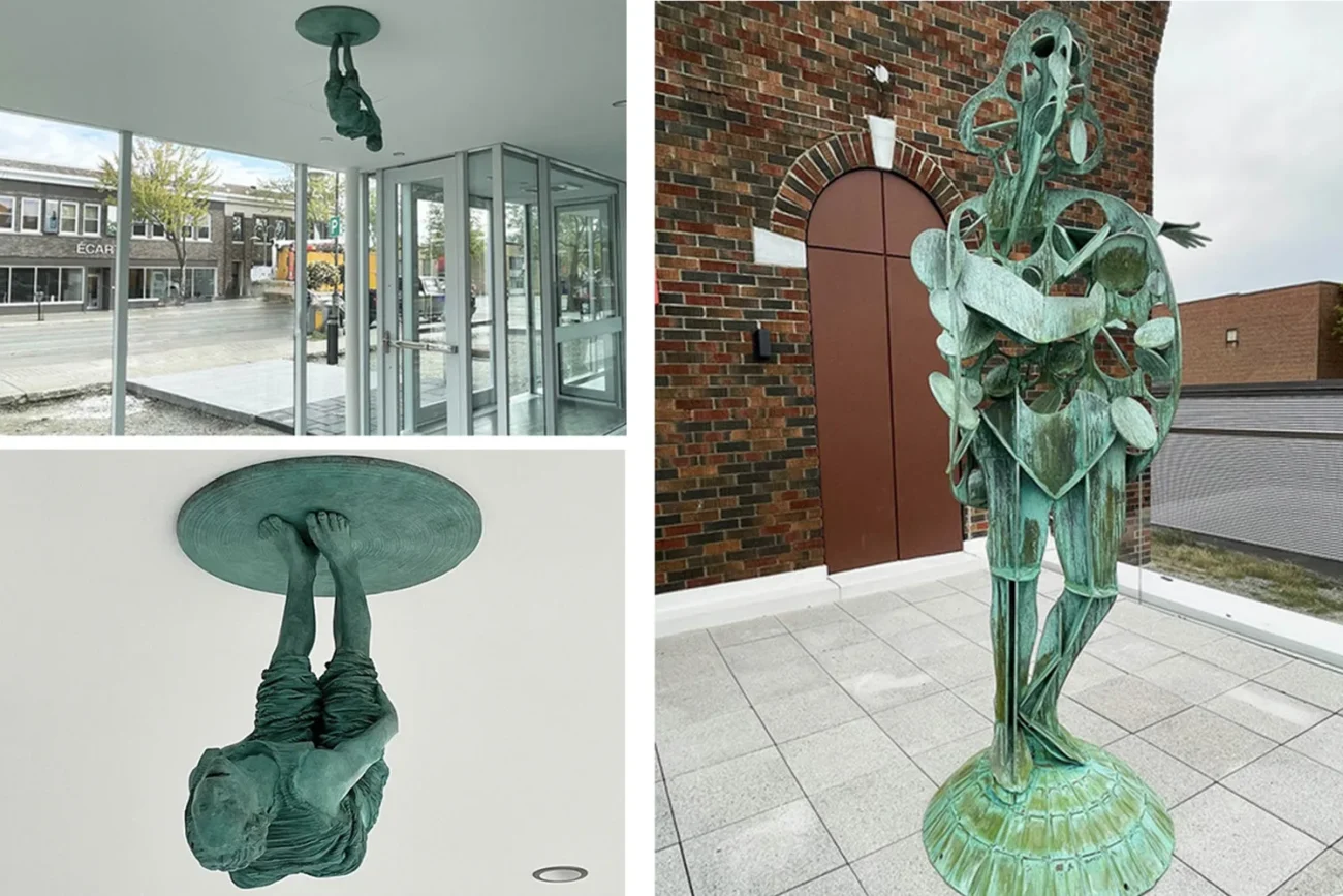 Public sculpture by Stephen Schofield installed at Agora des arts