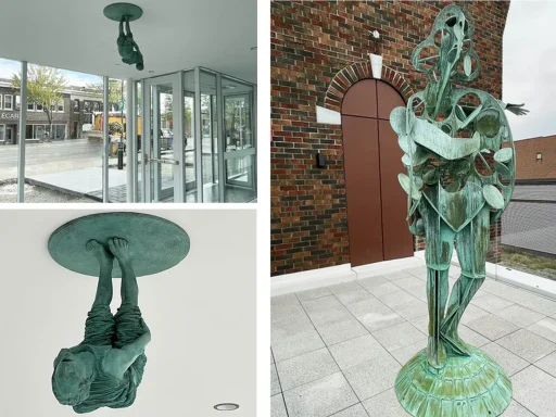 Public sculpture by Stephen Schofield installed at Agora des arts