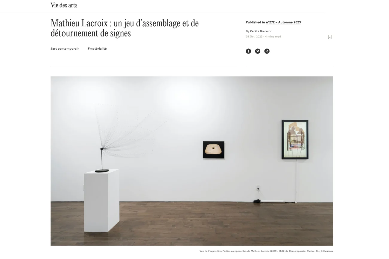 Mathieu Lacroix in Vie des Arts