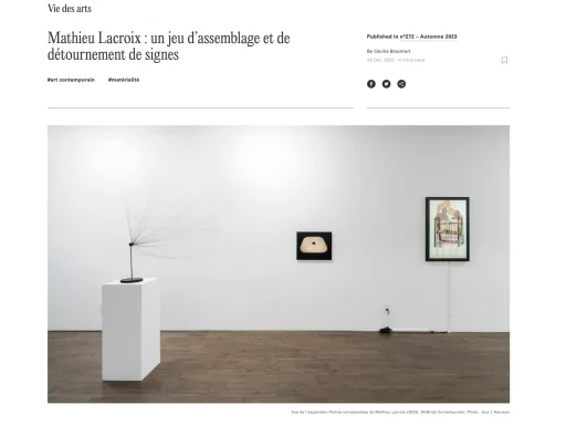 Mathieu Lacroix in Vie des Arts