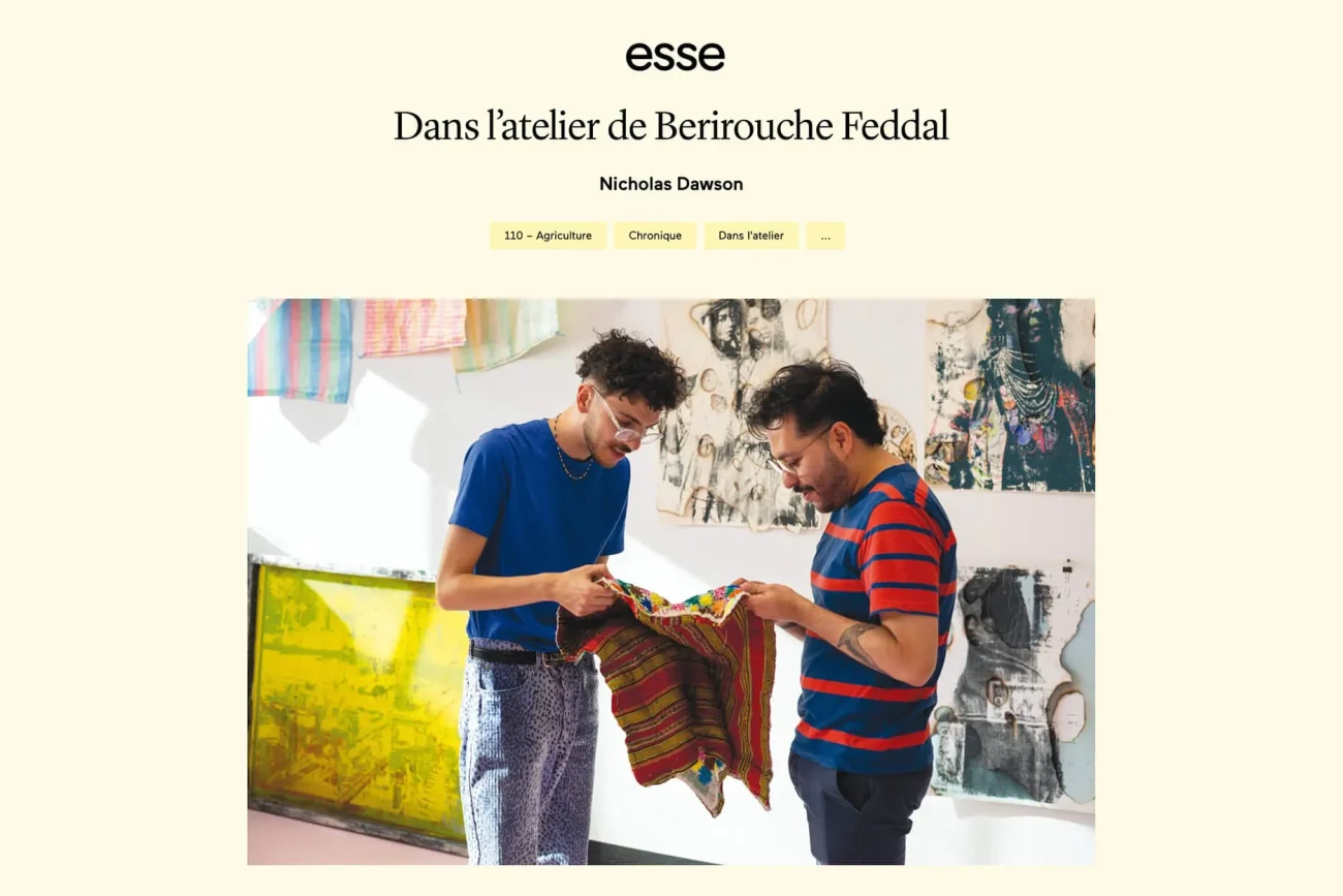 Berirouche Feddal featured in Esse In the studio