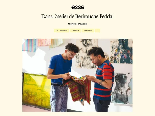 Berirouche Feddal featured in Esse In the studio