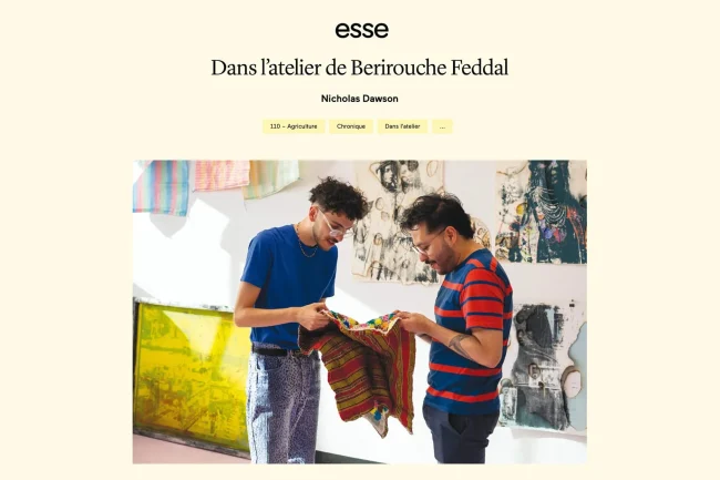 Berirouche Feddal featured in Esse In the studio