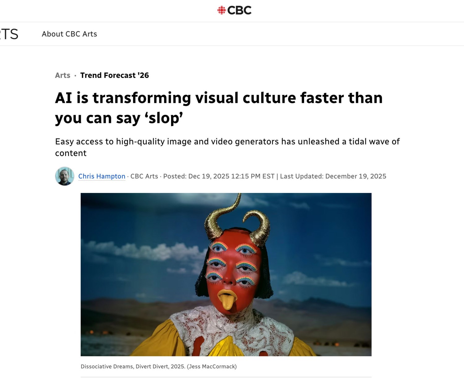 Beth Frey in CBC Arts