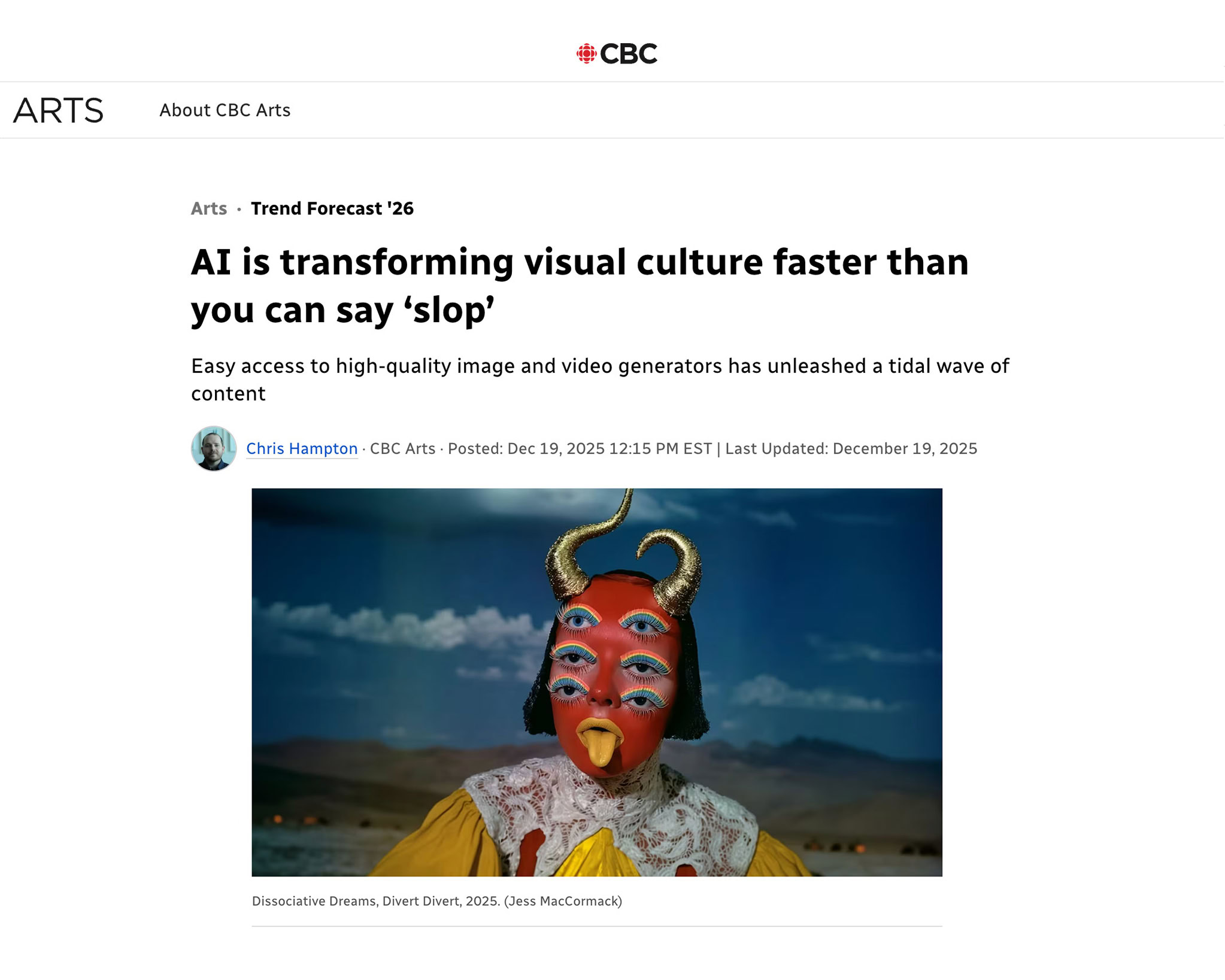 Beth Frey in CBC Arts