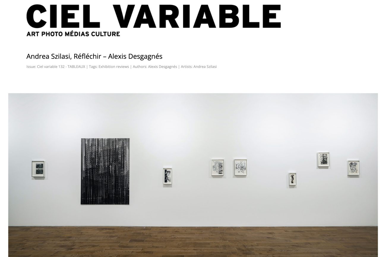 Andrea Szilasi in Ciel Variable, article by Alexis Desgagnés
