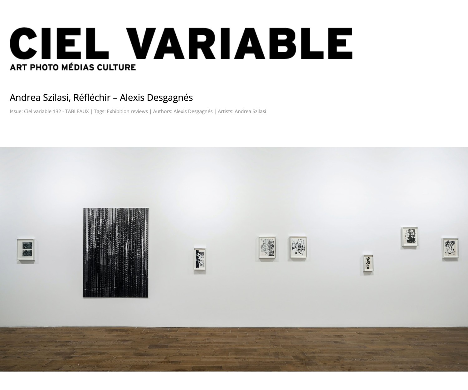 Andrea Szilasi in Ciel Variable, article by Alexis Desgagnés