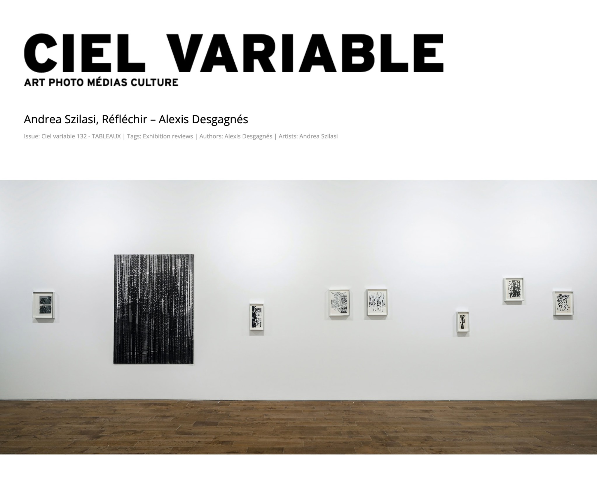 Andrea Szilasi in Ciel Variable, article by Alexis Desgagnés