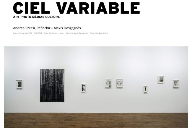 Andrea Szilasi in Ciel Variable, article by Alexis Desgagnés